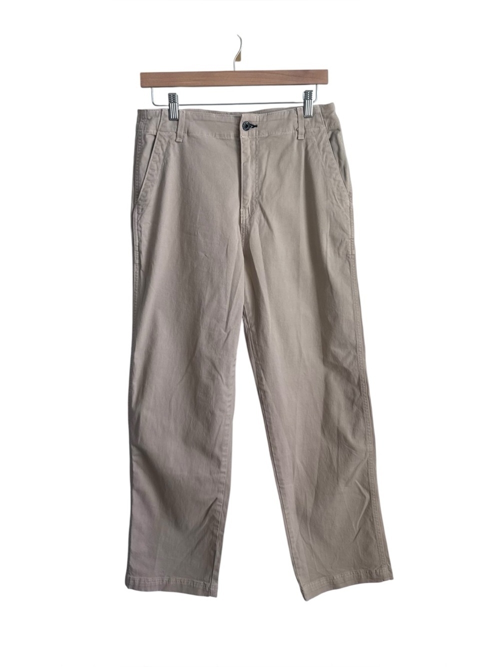ASKK NY Beige Straight Leg Chino Trousers High Rise Cotton Pants Women 26 USA